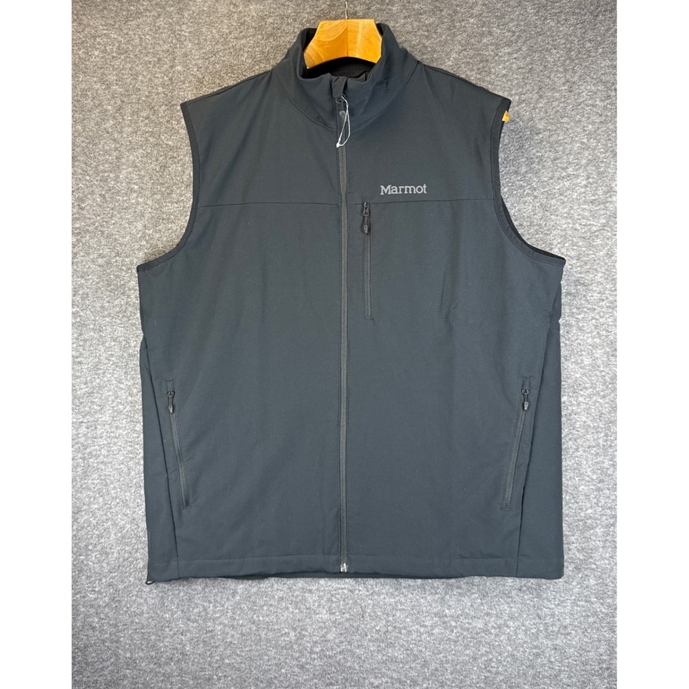 Marmot Tempo Softshell Vest Mens XL Black Lightweight Full Zip M13322 Hiking EUC